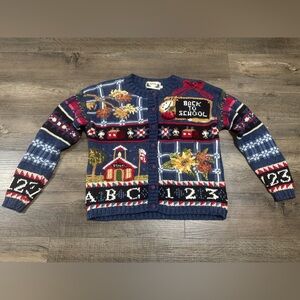 Vintage  Blue Back to School Sweater